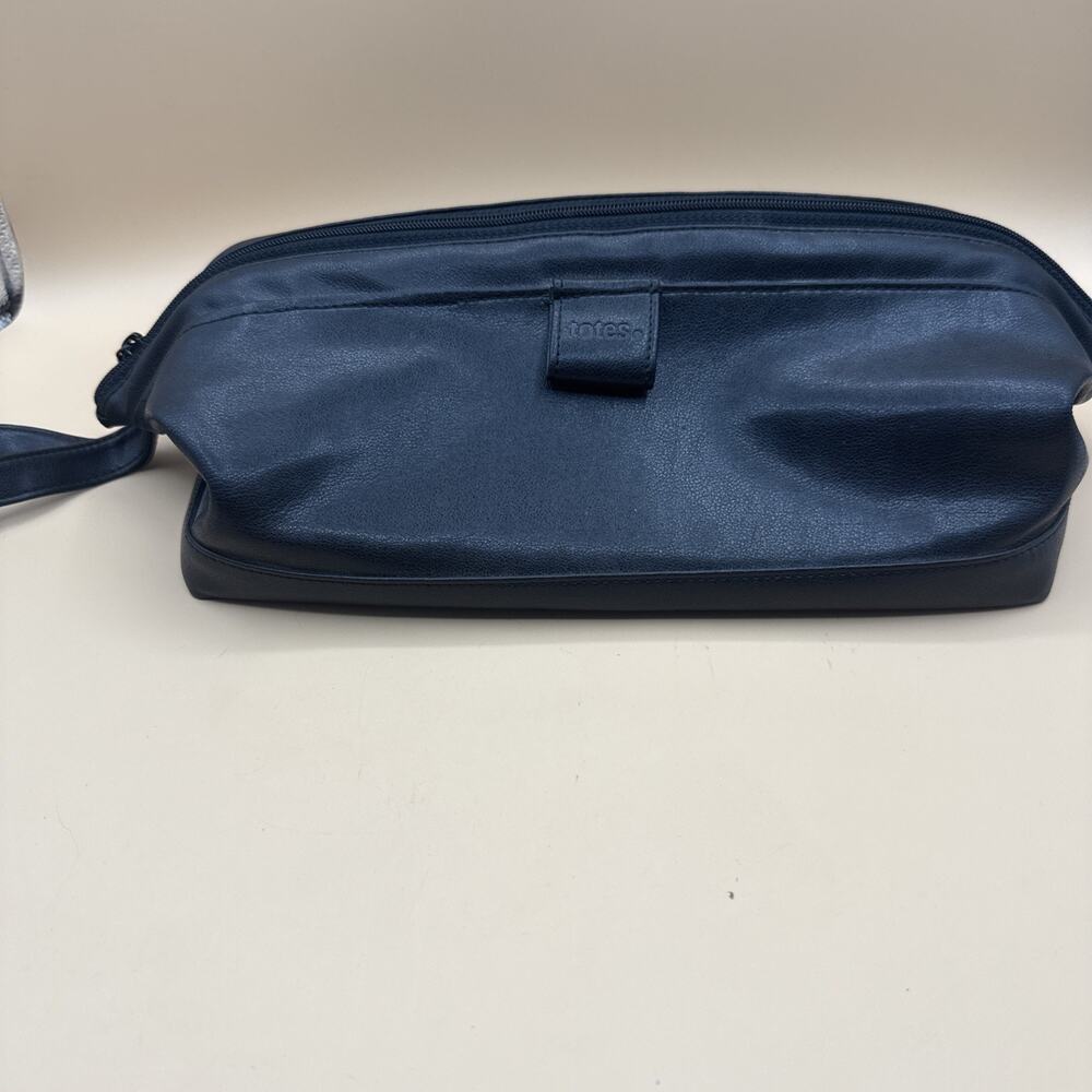 Vintage Totes Black Faux Leather Toiletry Bag Travel Dopp Kit PU Made in Korea